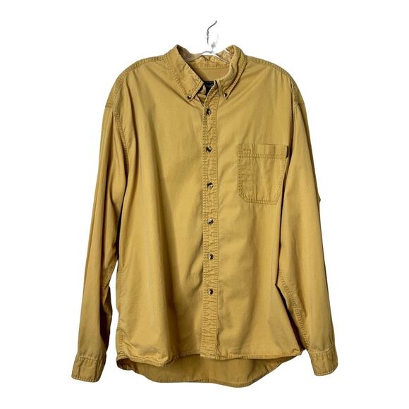 Eddie Bauer Long Sleeve Cotton Button Front Shirt Yellow Mens XL - Picture 1 of 9